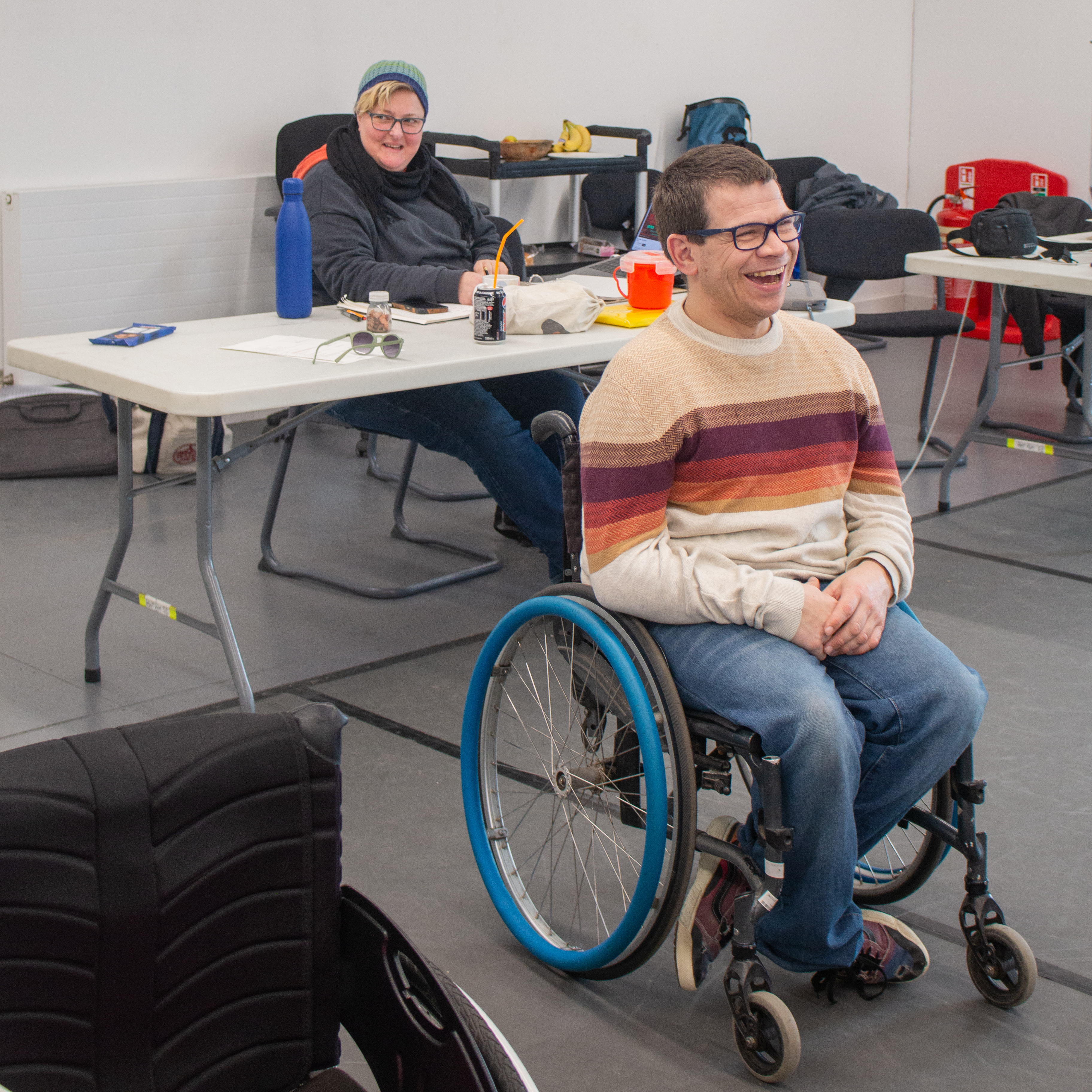 an image of Robert Softley Gale performing in a rehearsal space