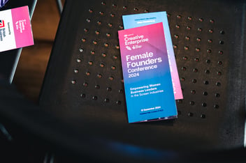 a leaflet on a chair for Female Founders