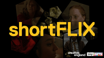 shortFLIX logo in front of fragmented stills of films